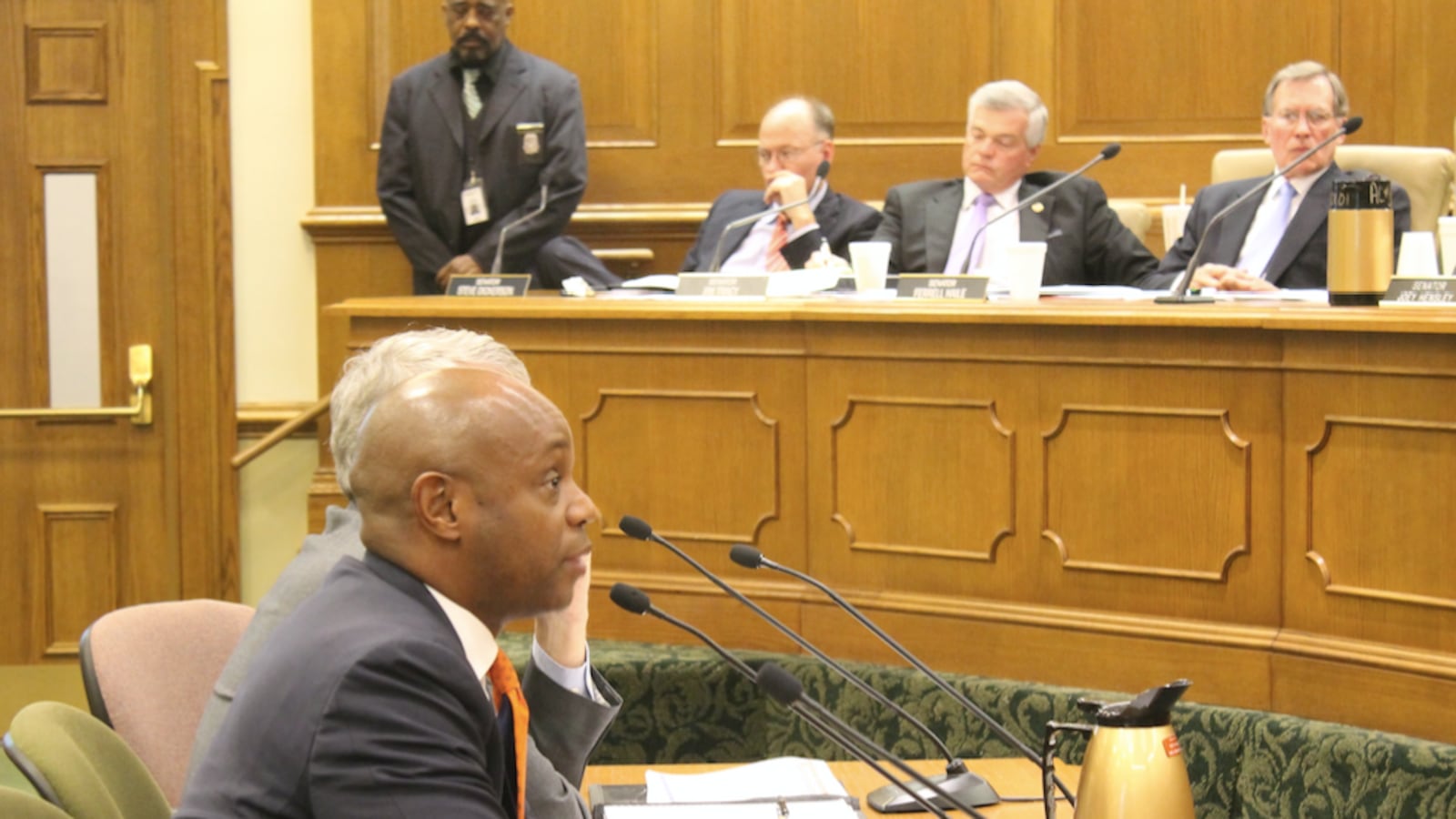 Shelby County Schools Superintendent Dorsey Hopson presents to a legislative education committee in Nashville.
