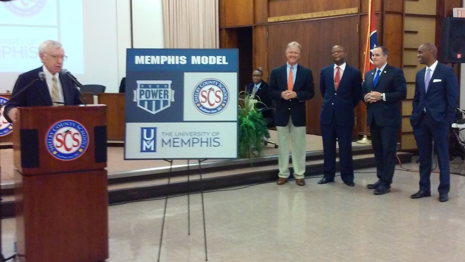 Memphis businessman and philanthropist Charlie McVean (at left) unveils an educational partnership known as the "Memphis Model."