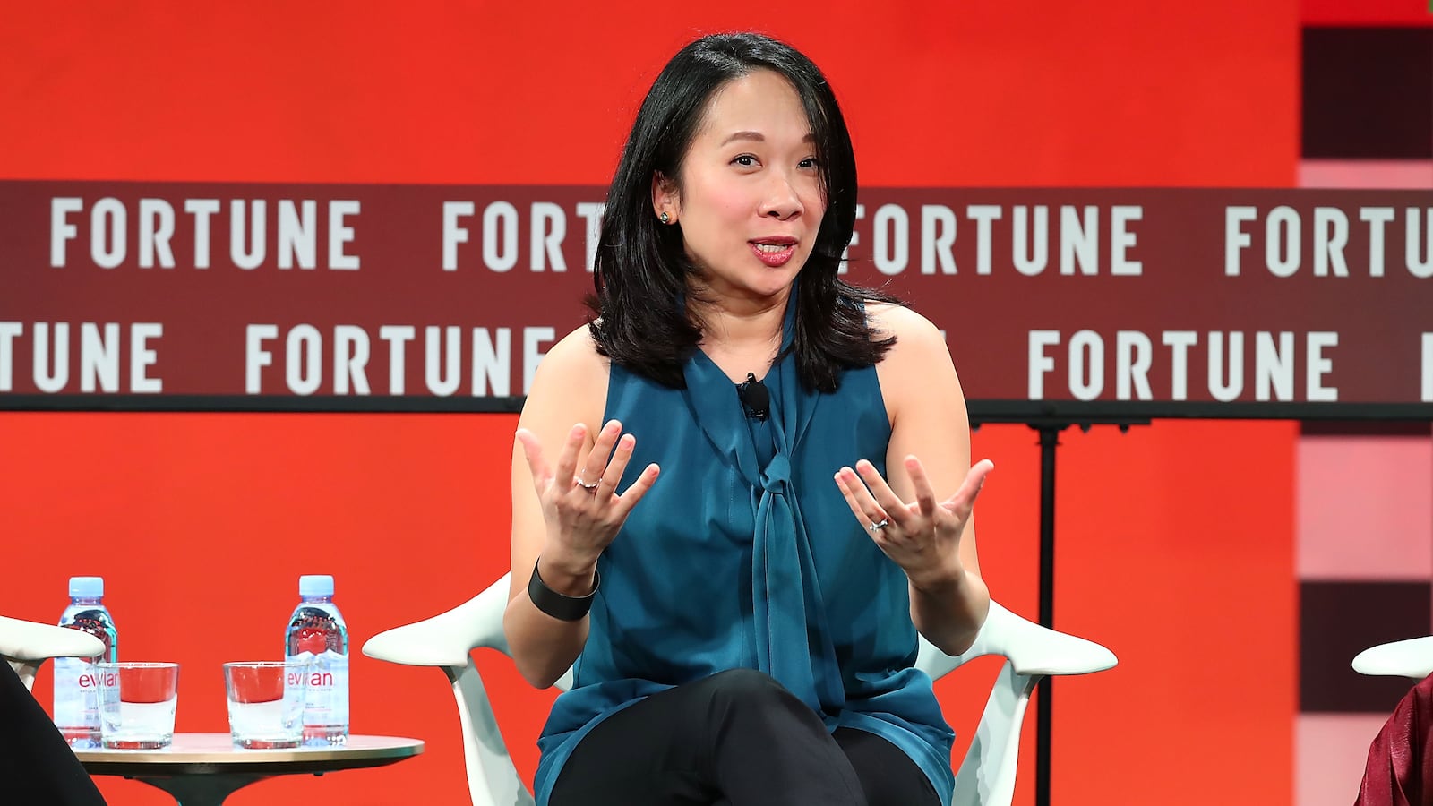 Sandra Liu Huang speaks onstage during the Fortune Most Powerful Women Next Gen conference at Monarch Beach Resort on November 14, 2017 in Dana Point, California. (Photo by Joe Scarnici/Getty Images for Fortune)