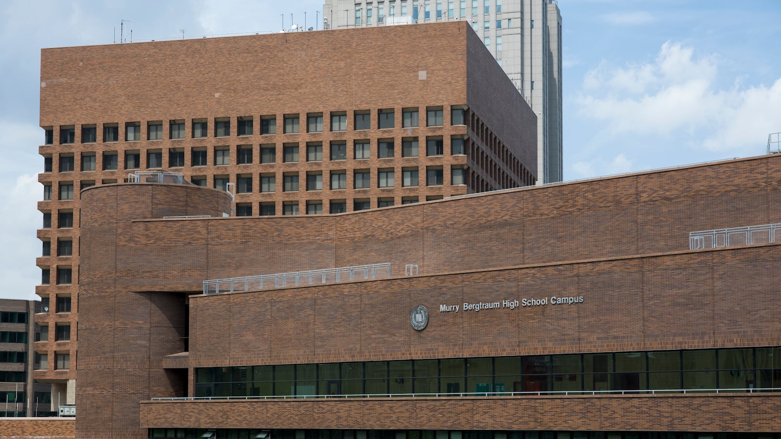 A brown building.
