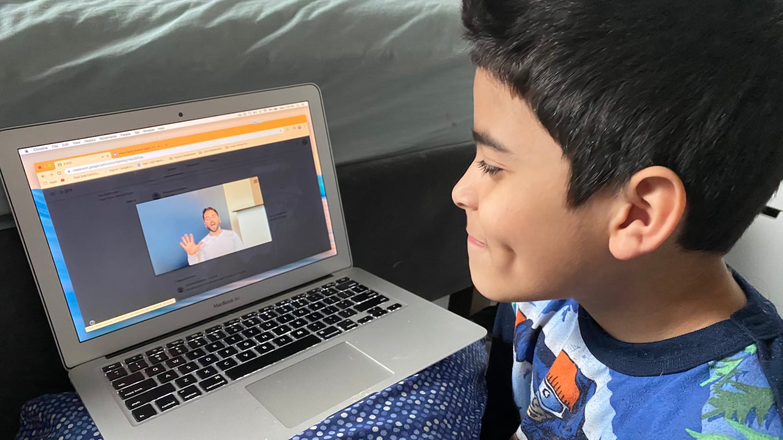 Naomi Peña's son Lucas completes a mindfullness exercise.