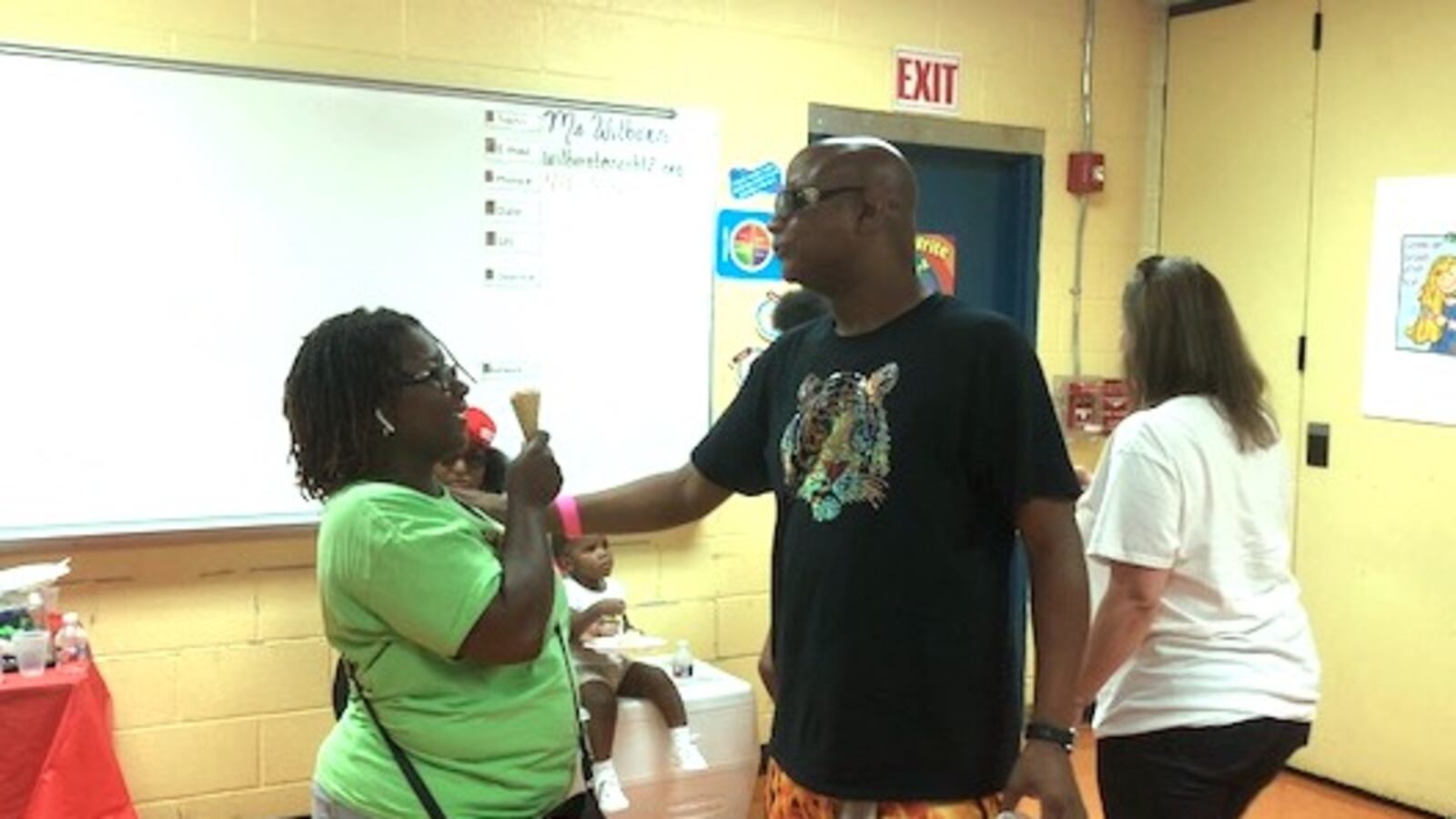 Vincent Hunter at a block party at Havenview Middle School in July 2018.