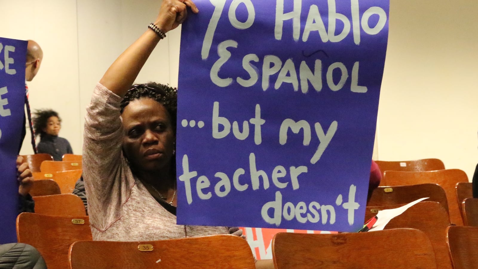 J.H.S. 145 parent Annagine Lewis criticized the city's proposal to close the school at a recent public hearing.