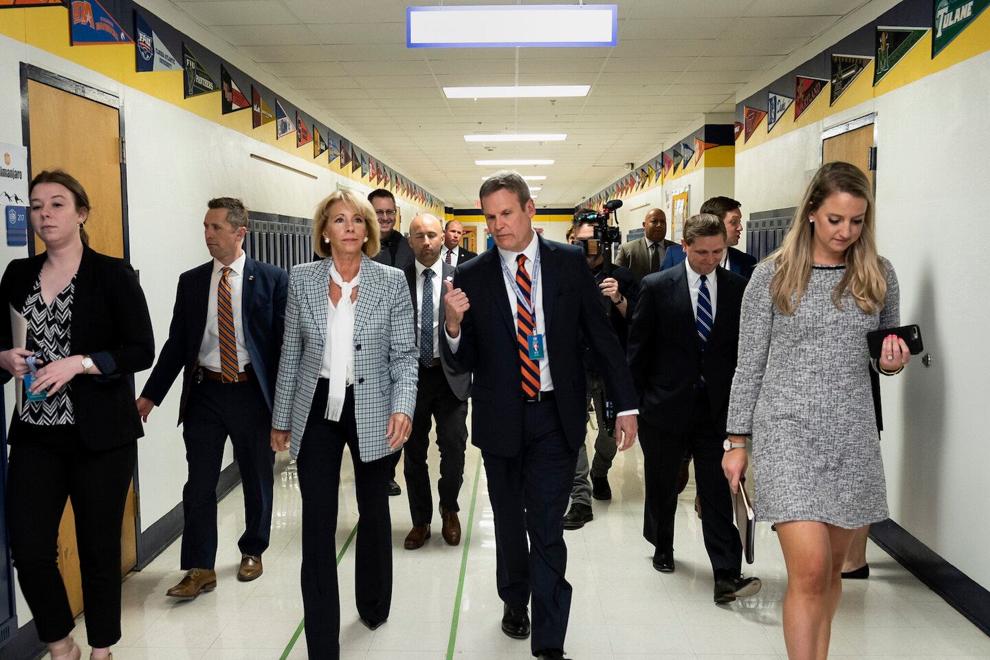 Gov. Bill Lee tours a Nashville charter school with U.S. Secretary of Education Betsy DeVos, who is also a charter school advocate and philanthropist.