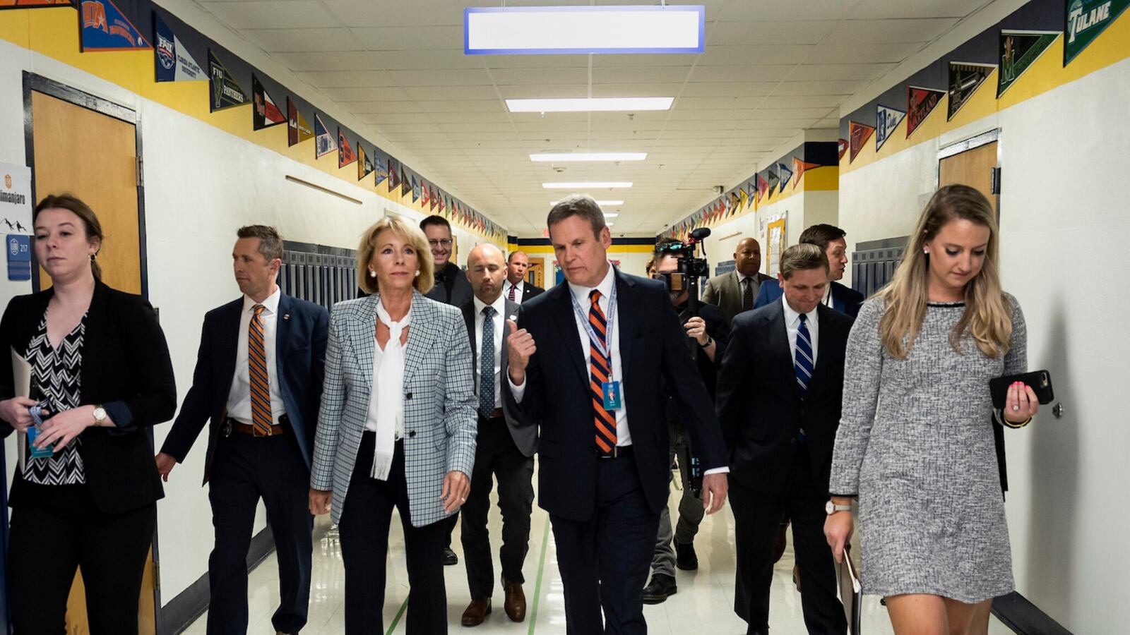 Gov. Bill Lee tours a Nashville charter school with U.S. Secretary of Education Betsy DeVos, who is also a charter school advocate and philanthropist.