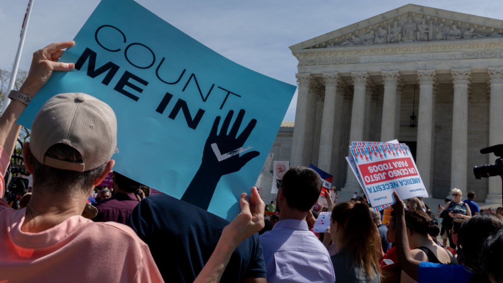 As the Supreme Court justices heard oral arguments over the 2020 census citizenship question, protesters gathered. Tuesday, April 23, 2019, Washington, D.C.  (Photo by Aurora Samperio/NurPhoto via Getty Images)