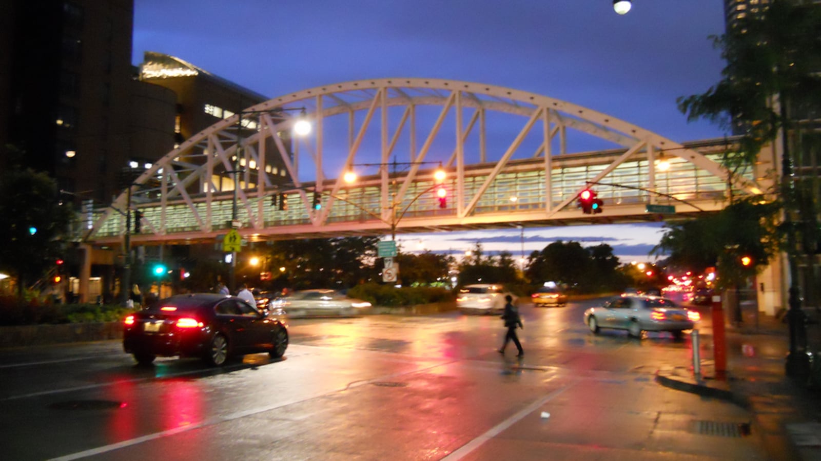 The bridge to Stuyvesant High School.
