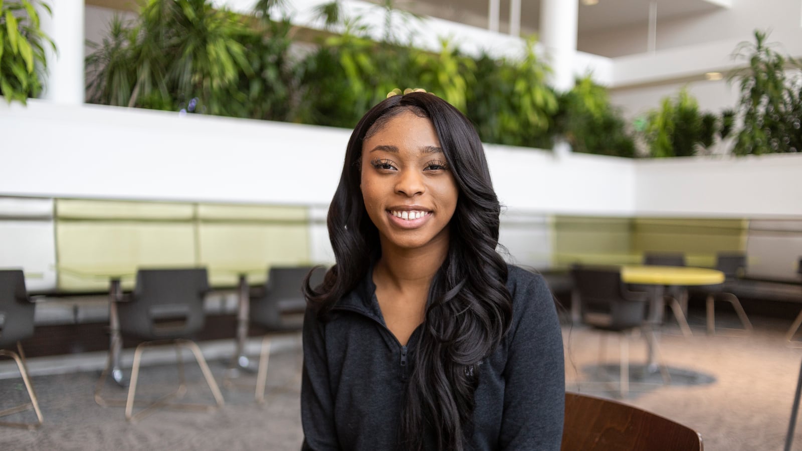 Marqell McClendon, a freshman at Michigan State University, sits inside Brody Hall on Nov. 8, 2019.