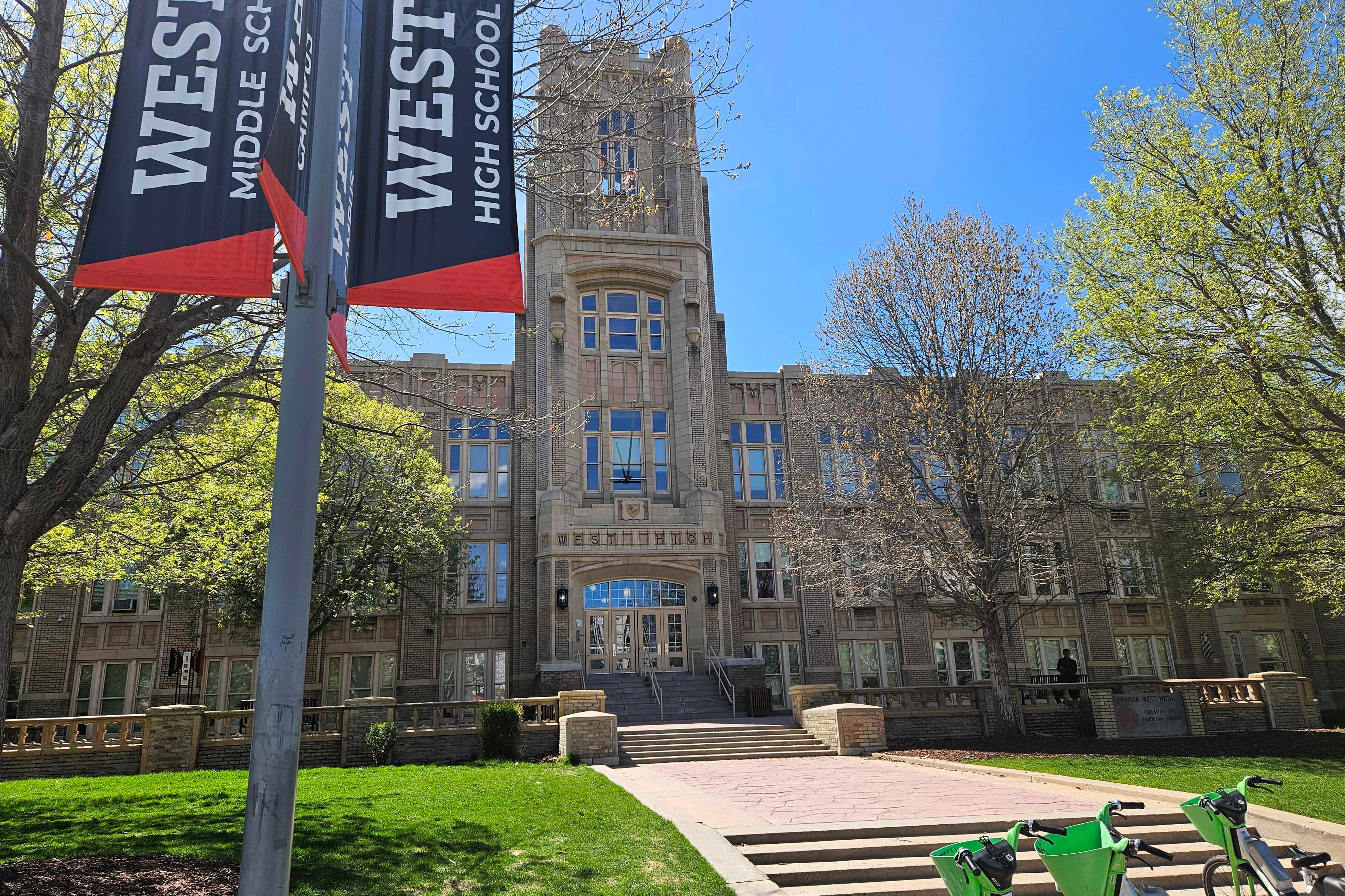 An exterior of West High School.