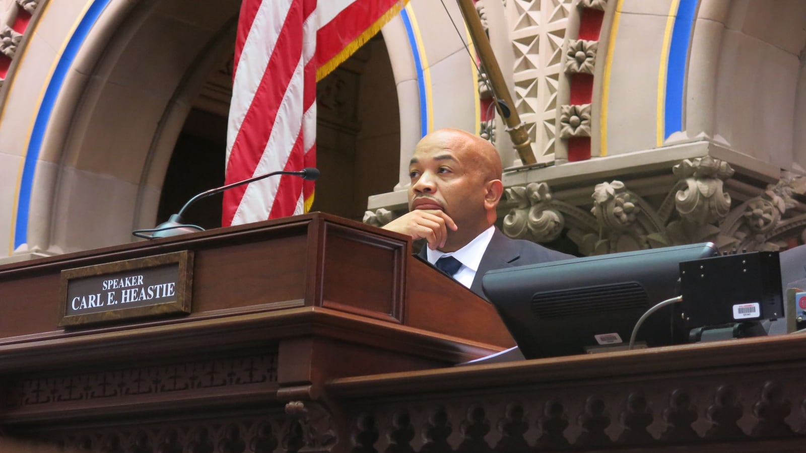 Speaker Carl Heastie on the Assembly floor.