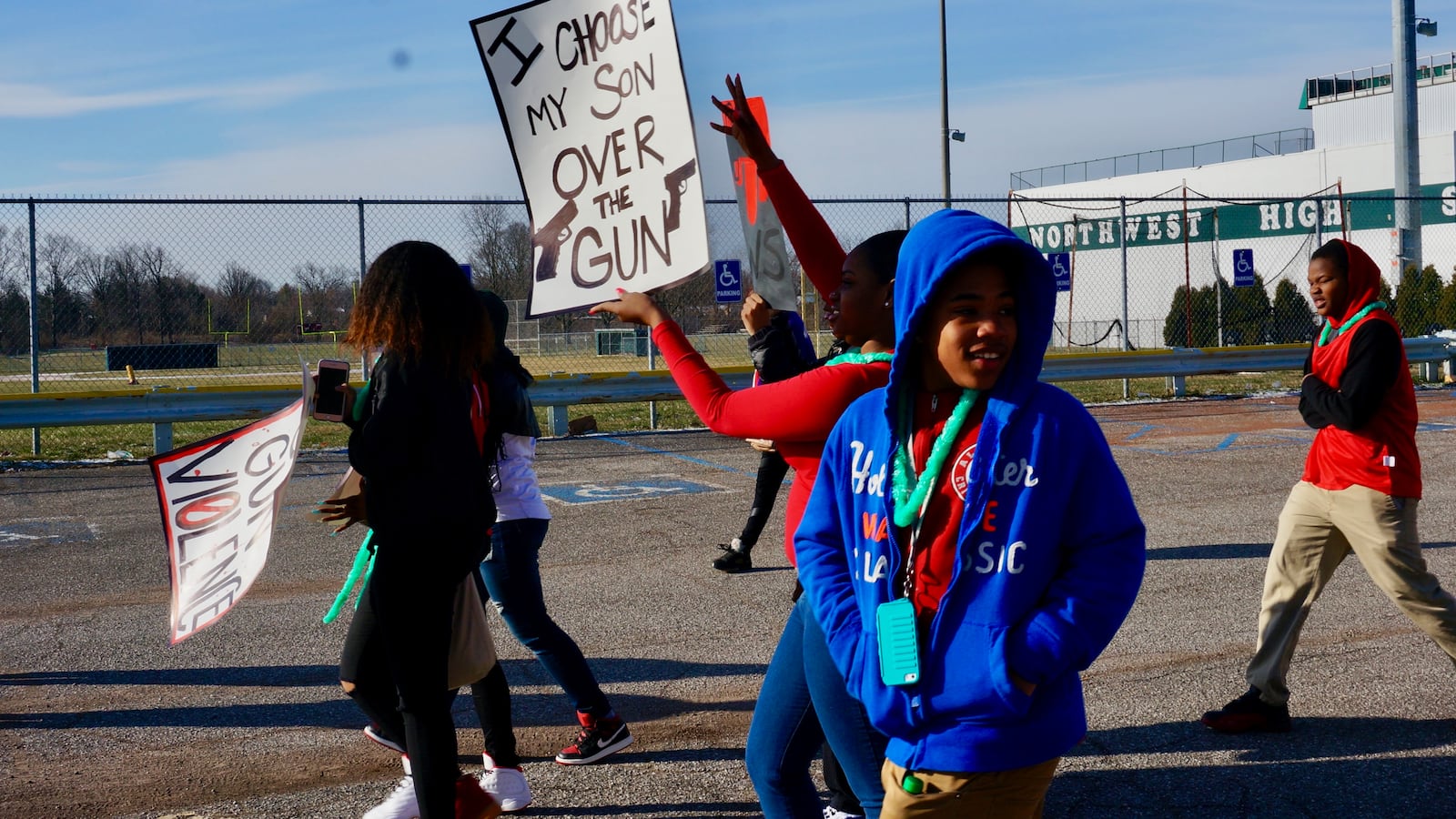 Students in Indianapolis participate in the National School Walkout on March 14. This Saturday, students in the Memphis area will join a related March for Our Lives.