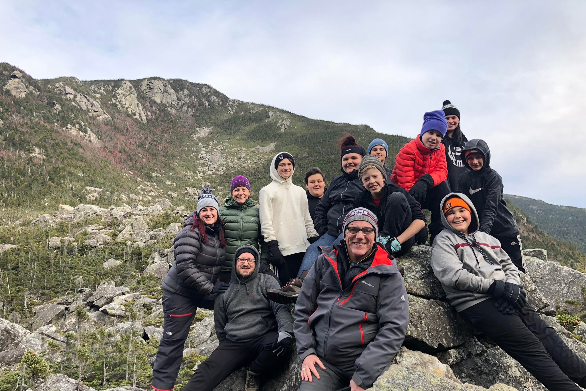 Heather Whitaker and students at Carter’s Notch in New Hampshire.
