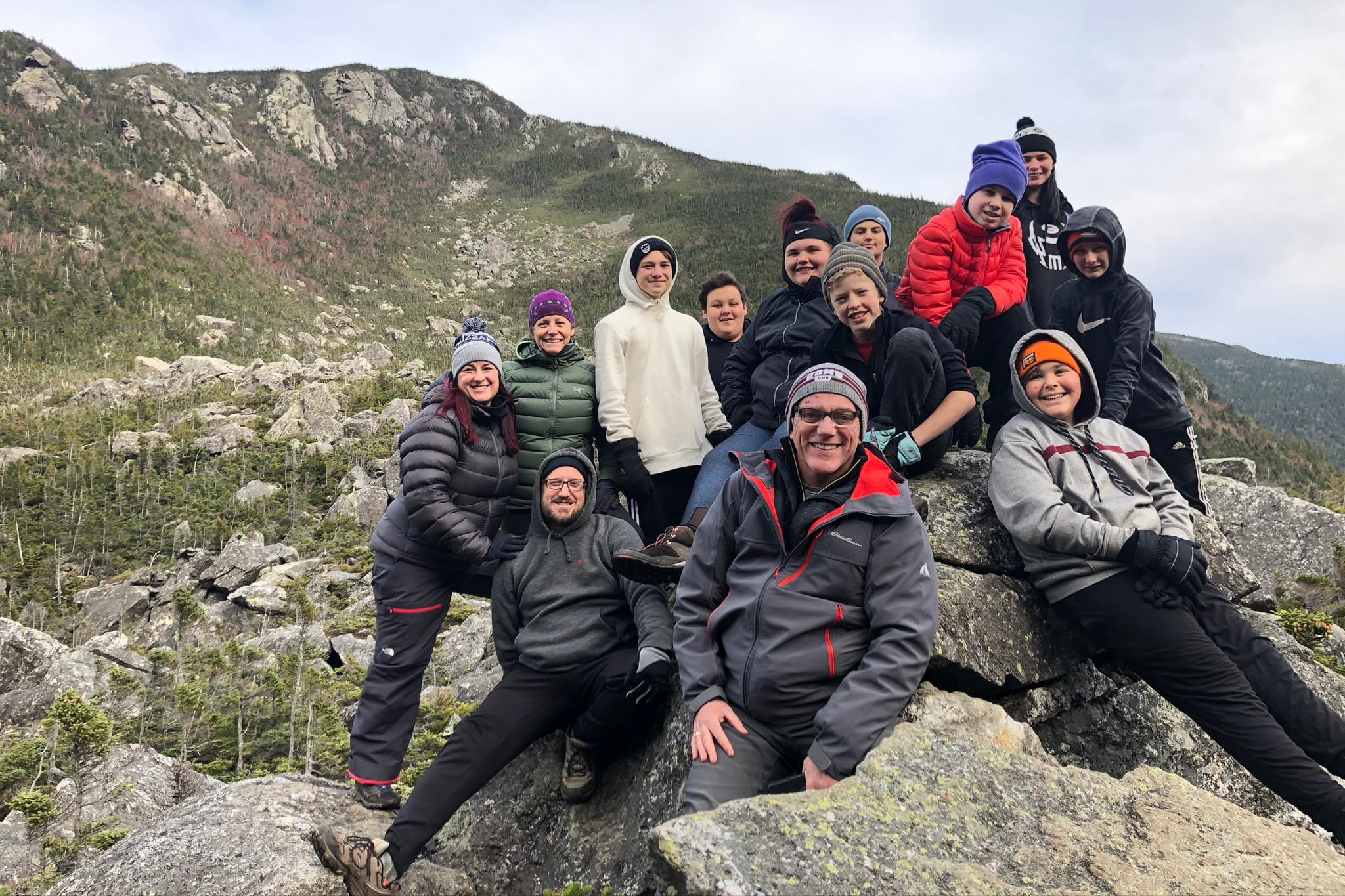 Heather Whitaker and students at Carter’s Notch in New Hampshire.
