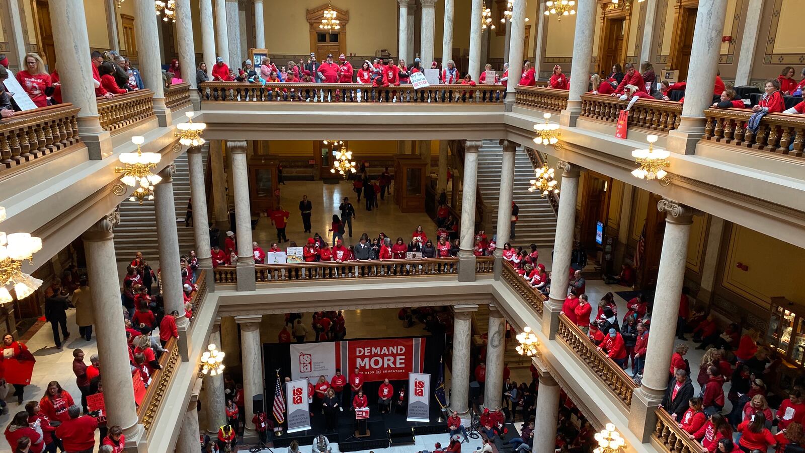 Thousands of Indiana teachers converged on the Statehouse at the Red for Ed rally on Tuesday, Nov. 19, 2019.