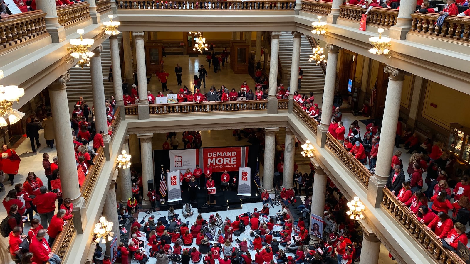 Thousands of Indiana teachers converged on the Statehouse at the Red for Ed rally on Tuesday, Nov. 19, 2019.