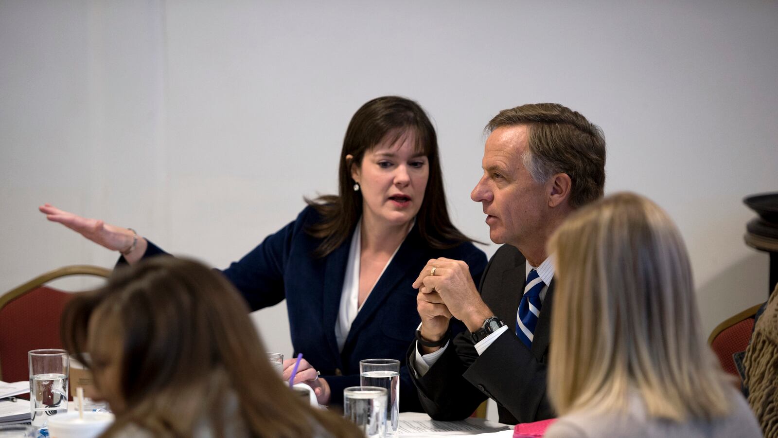 Haslam with his education chief, Candice McQueen