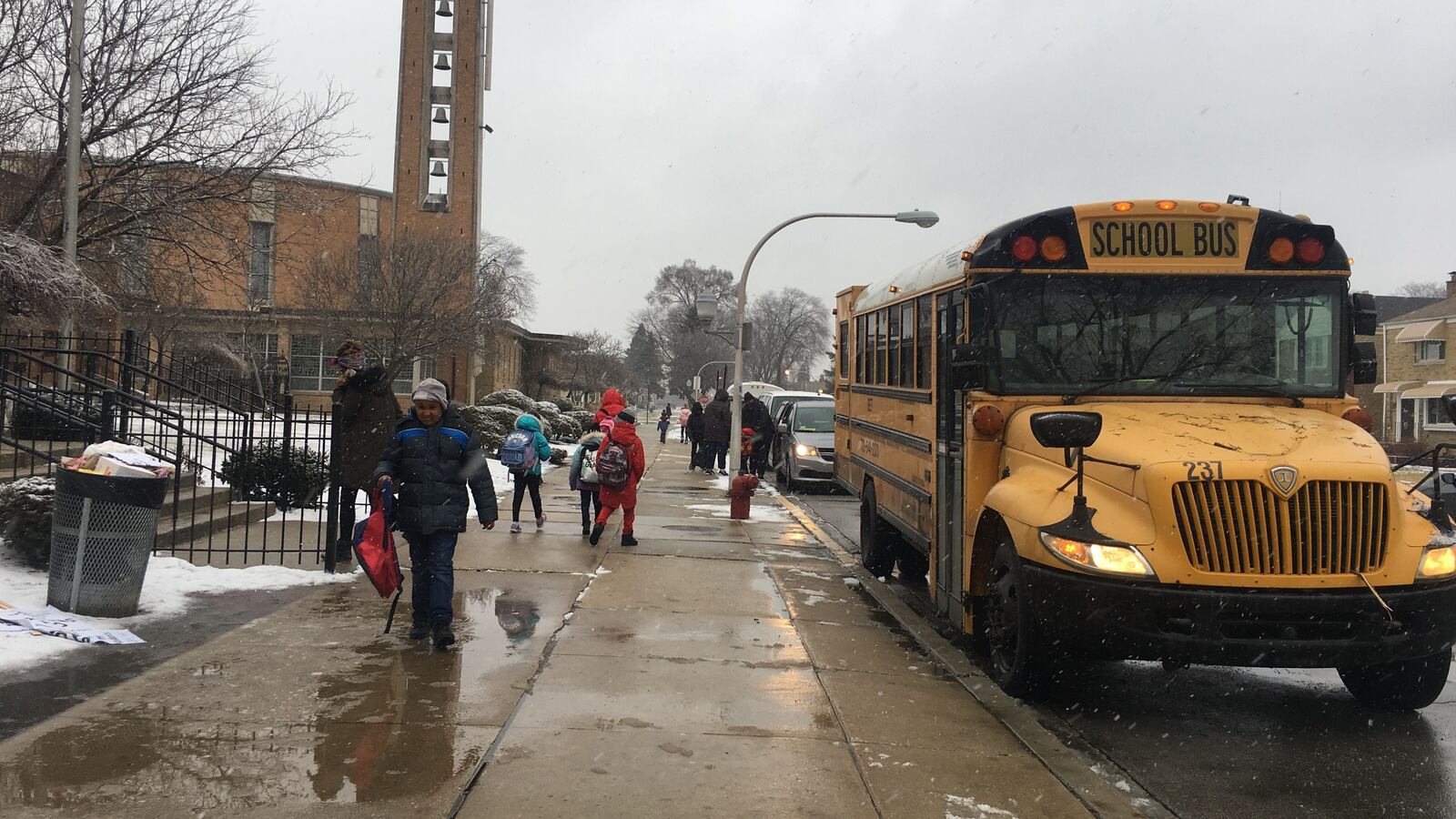 After school ends Tuesday afternoon, students leave Chicago International Charter Schools' Wrightwood campus.