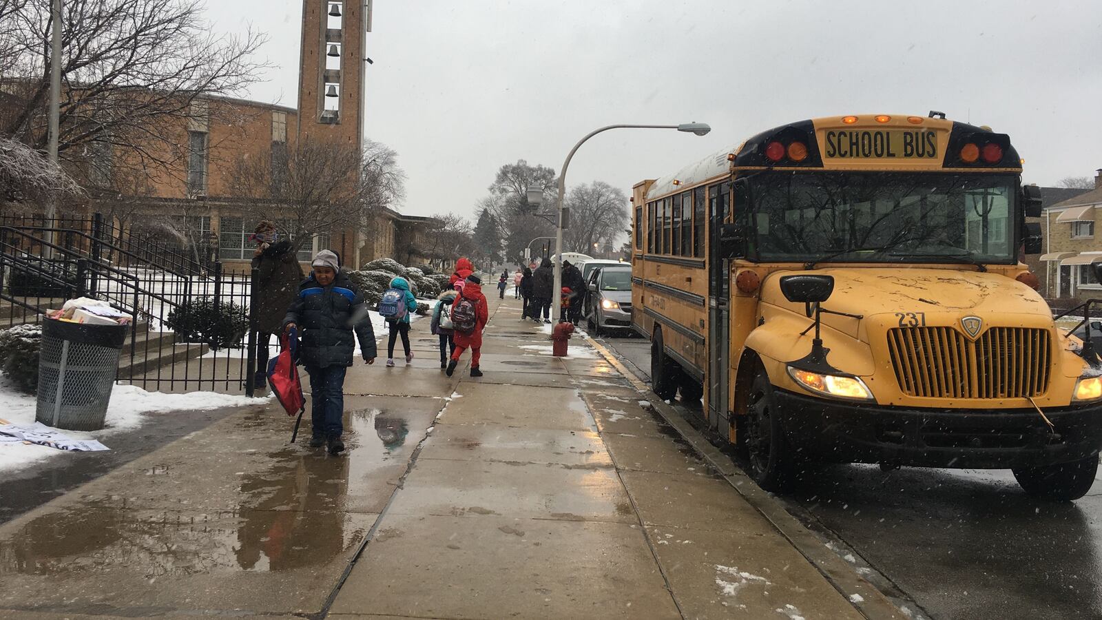 After school ends Tuesday afternoon, students leave Chicago International Charter Schools' Wrightwood campus.