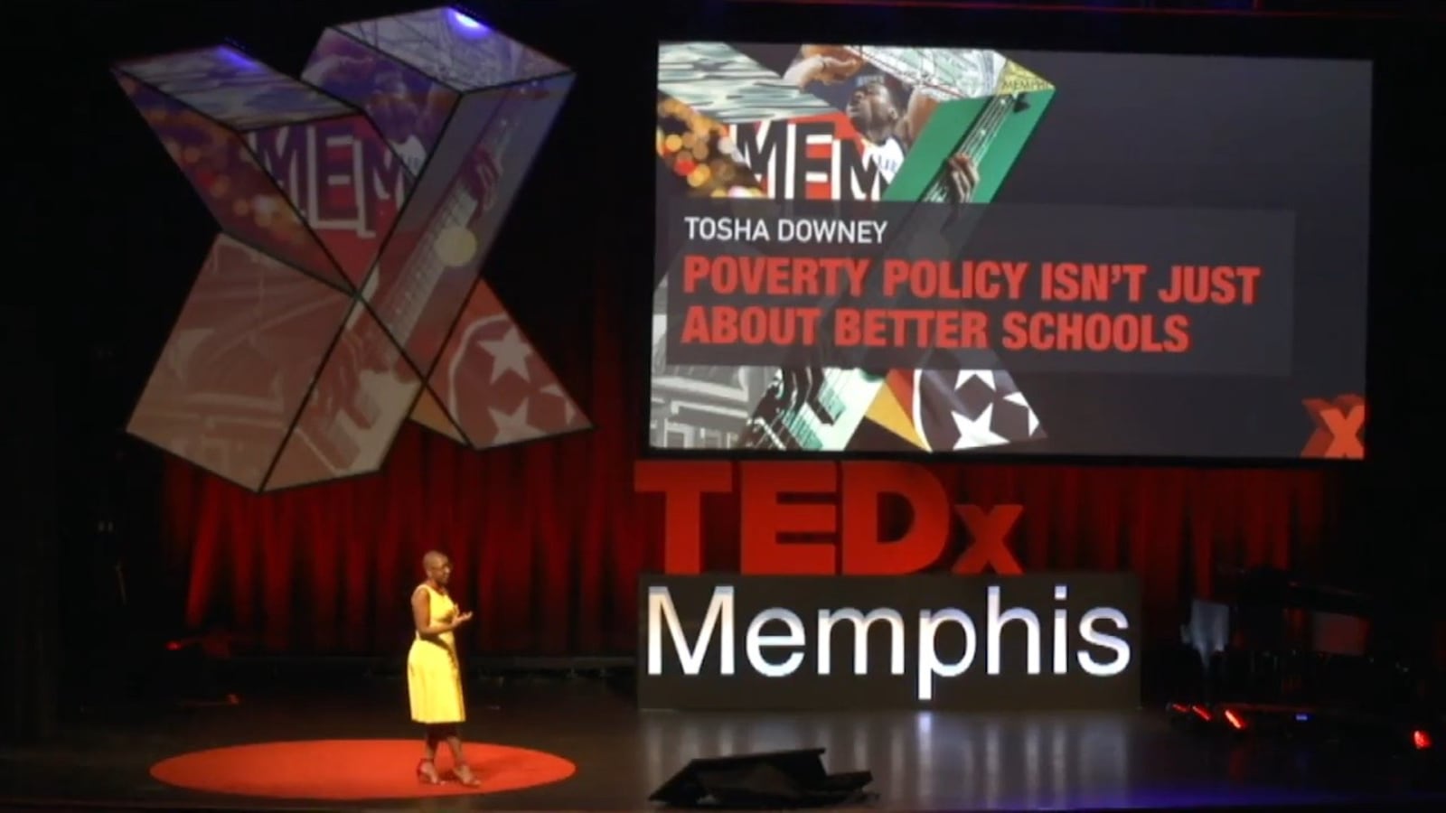 Tosha Downey, advocacy director for Teacher Town in Memphis, delivers her TEDxMemphis talk Aug. 27.