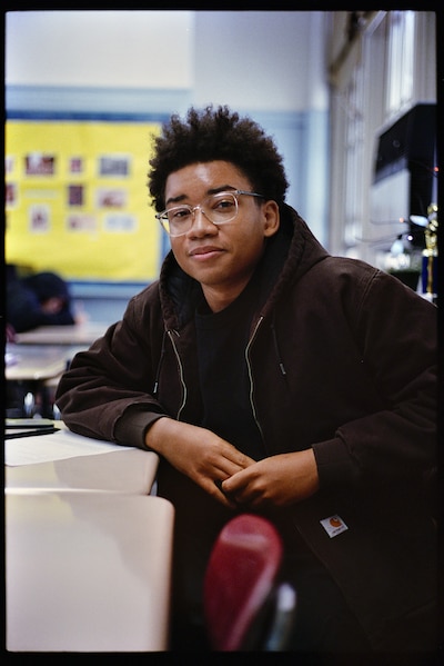 Student Geoffrey Fletcher of Mahir Syed's 12th grade Participation in Government class at the High School for Health Professions and Human Services on Friday, October 11, 2024 in Manhattan, New York.