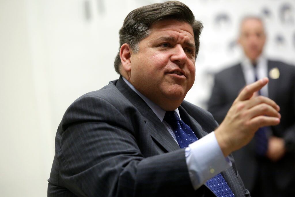 J.B. Pritzker speaks during a round table discussion with high school students at a creative workspace for women on October 1, 2018 in Chicago, Illinois.