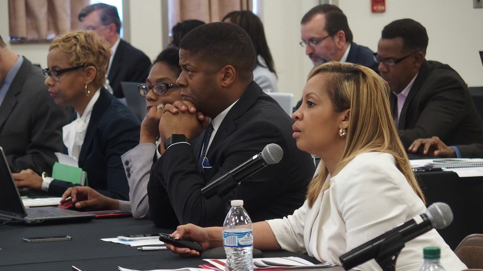 Chief of Human Resources Trinette Small presents during a 2016 board meeting for Shelby County Schools.