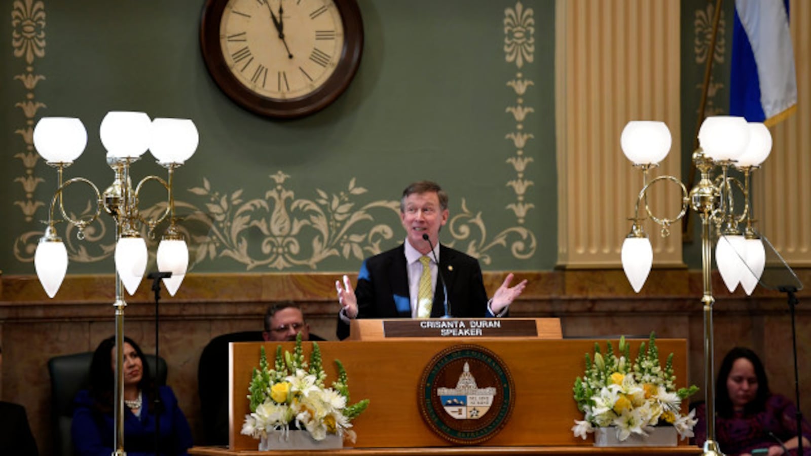 Gov. John Hickenlooper delivers the Colorado State of the State address in January 2018.