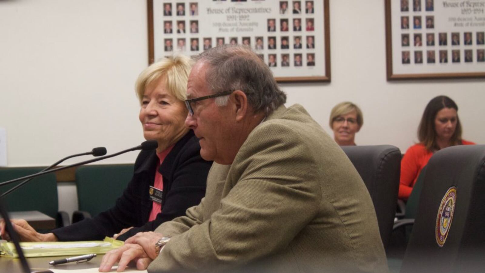 State Board of Education members Angelika Schroeder and Steve Durham met with lawmakers to discuss the nation's new education law.