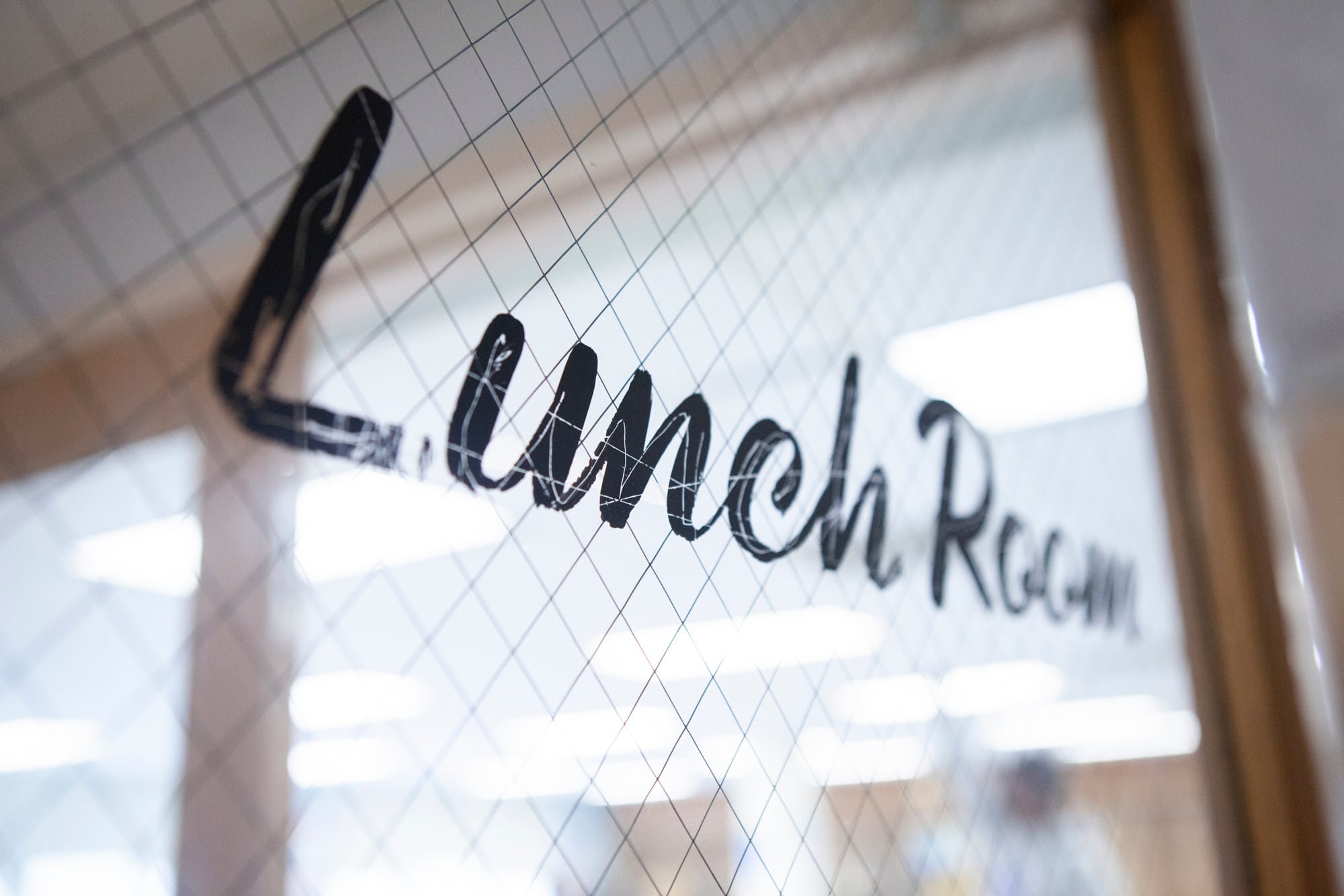 A door that is labeled Lunch Room.