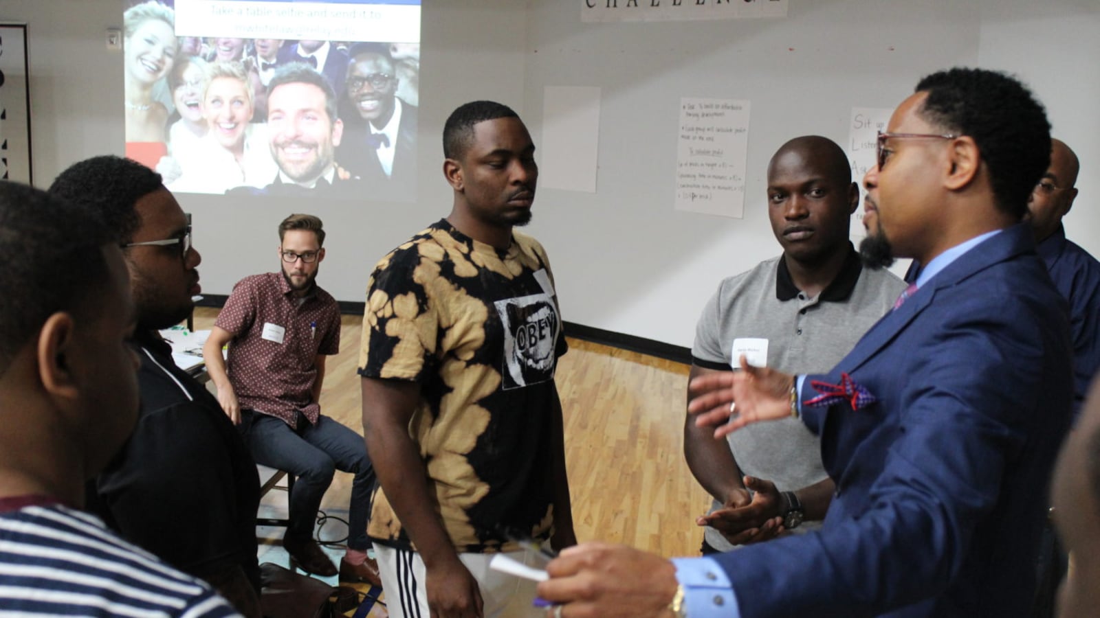 Founder Patrick Washington discusses his program Man Up with current Relay Graduate School of Education participants. The program aims to partner with Relay to train more male teachers of color.