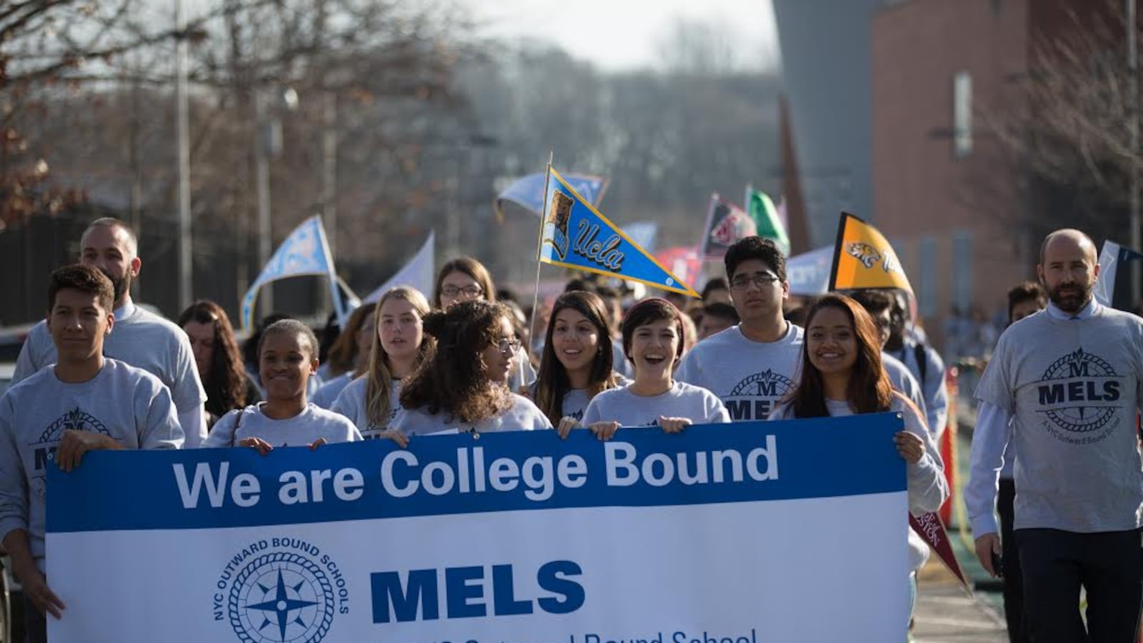 MELS students marched last December to celebrate their college acceptances.