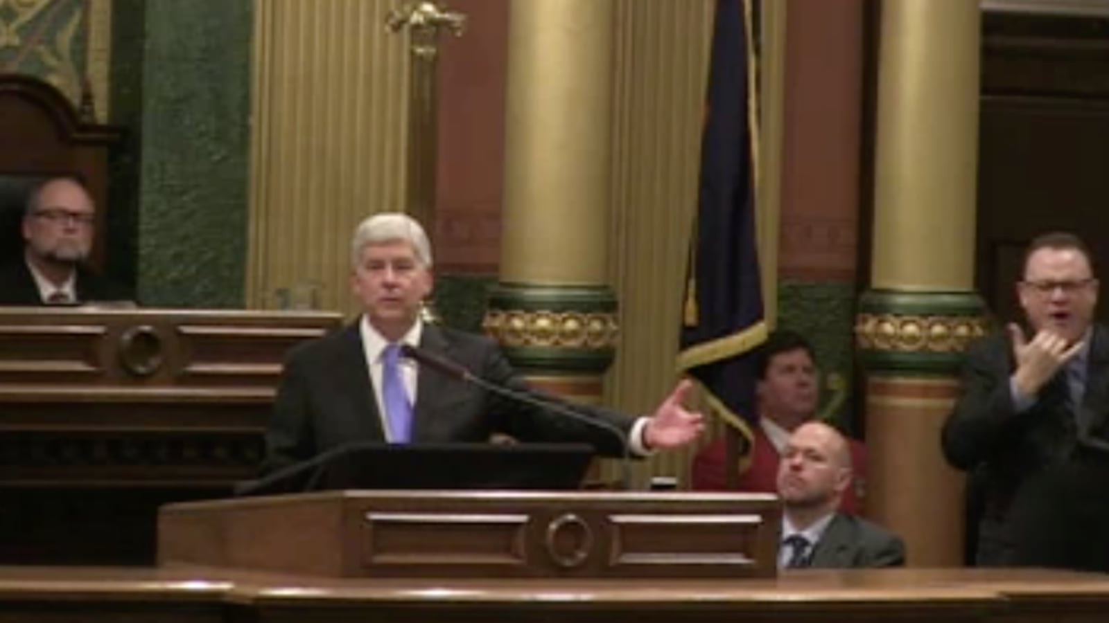 Gov. Rick Snyder delivers his eighth and final State of the State address, Jan. 23, 2018.