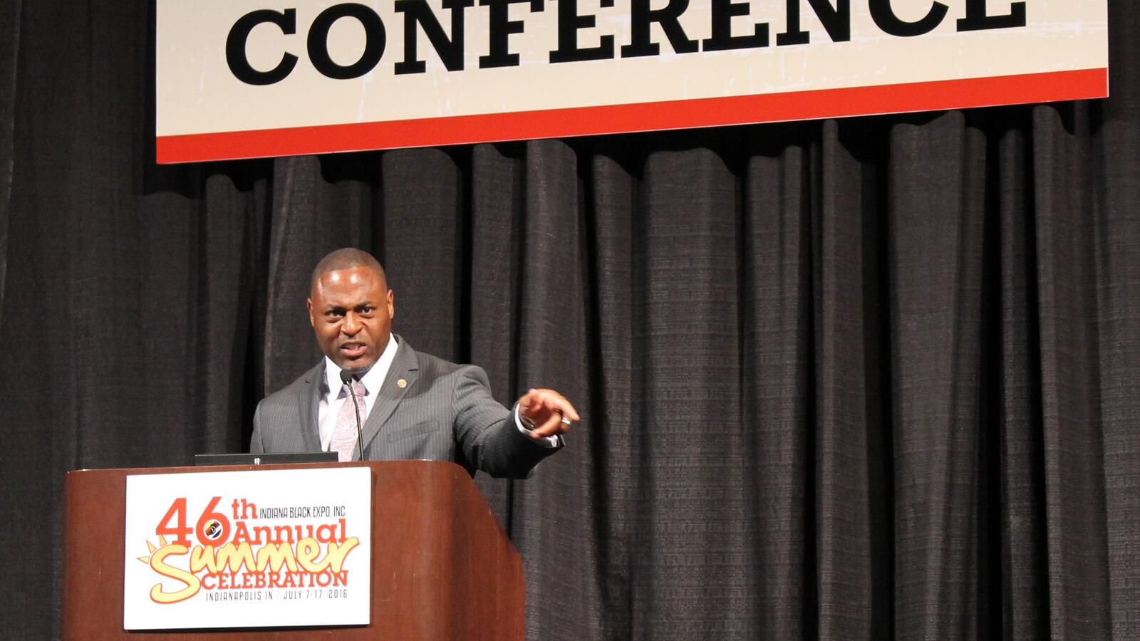Robert Jackson, author of The No More Excuses Curriculum, speaks at the 2016 Indiana Black Expo's Education Conference.