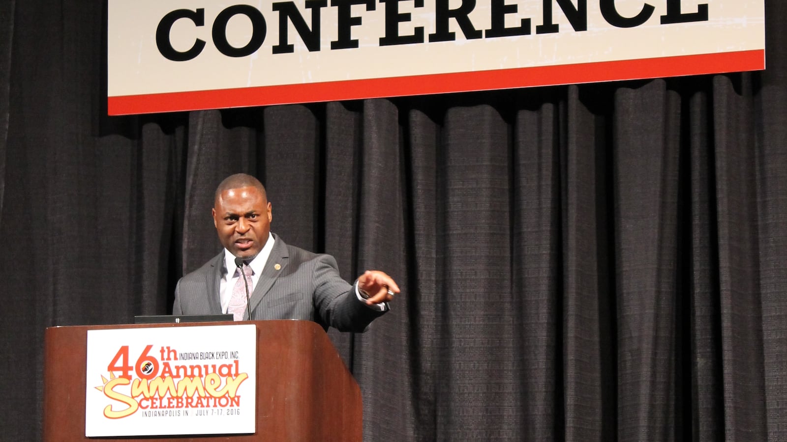 Robert Jackson, author of The No More Excuses Curriculum, speaks at the 2016 Indiana Black Expo's Education Conference.
