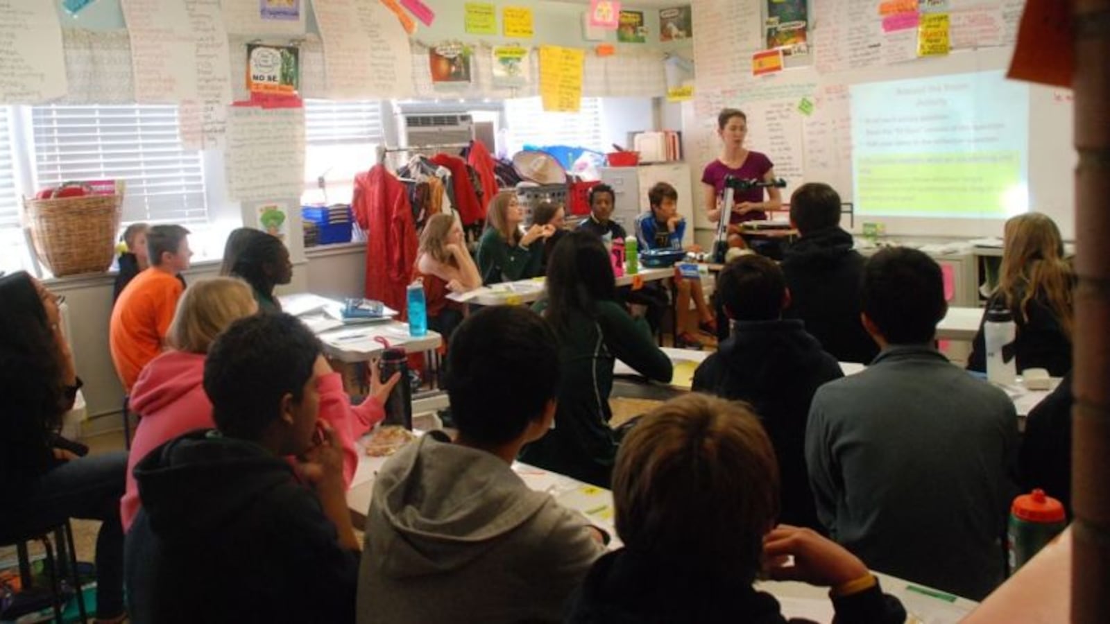 Middle schoolers in Spanish class at Denver's Slavens K-8 in 2016.