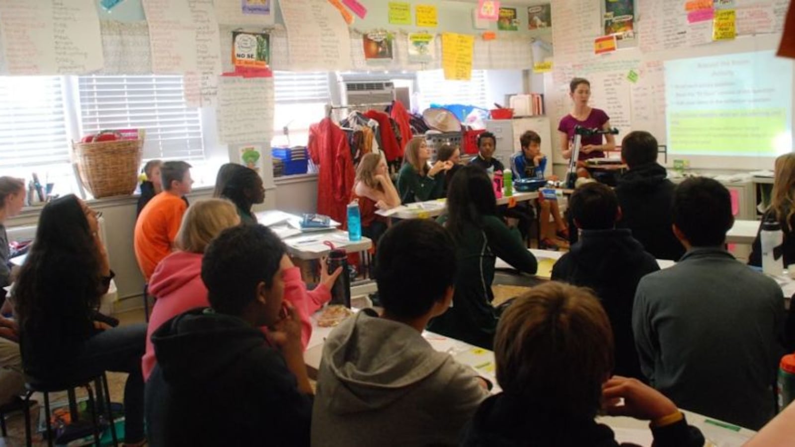 Middle schoolers in Spanish class at Denver's Slavens K-8 in 2016.