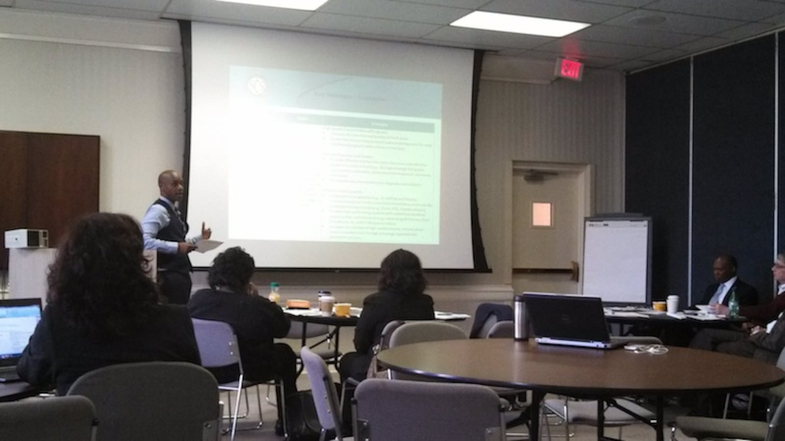 Shelby County Schools Superintendent Dorsey Hopson II reviews the district's long-range goals during Thursday's school board retreat.