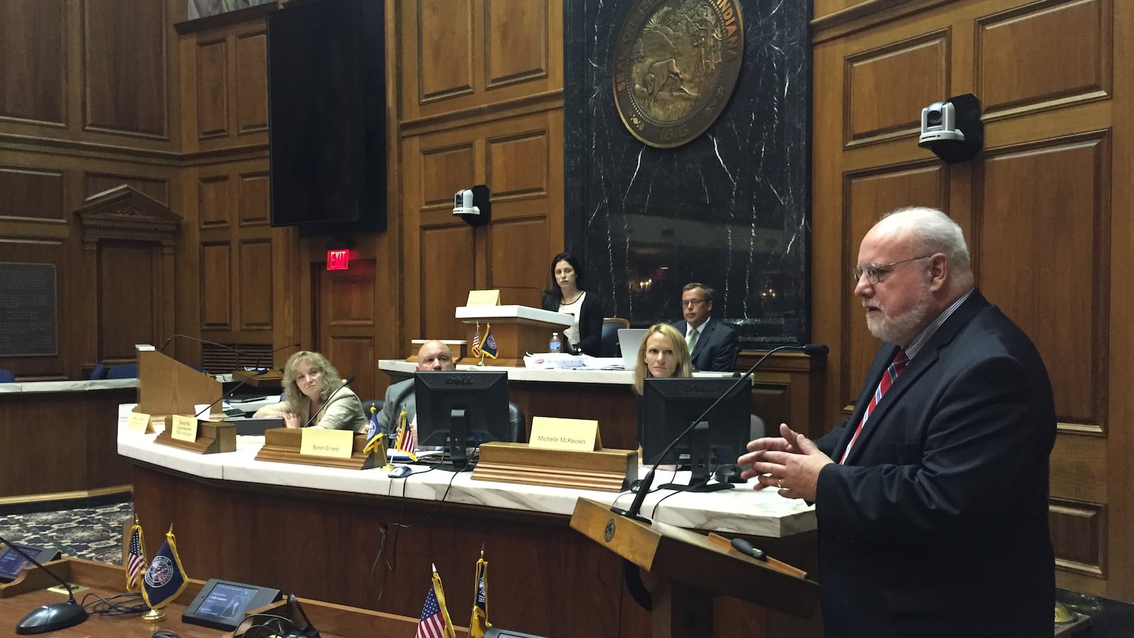 Former Michigan testing director Ed Roeber explains his proposal for how Indiana should move forward post-ISTEP at a meeting earlier this year.