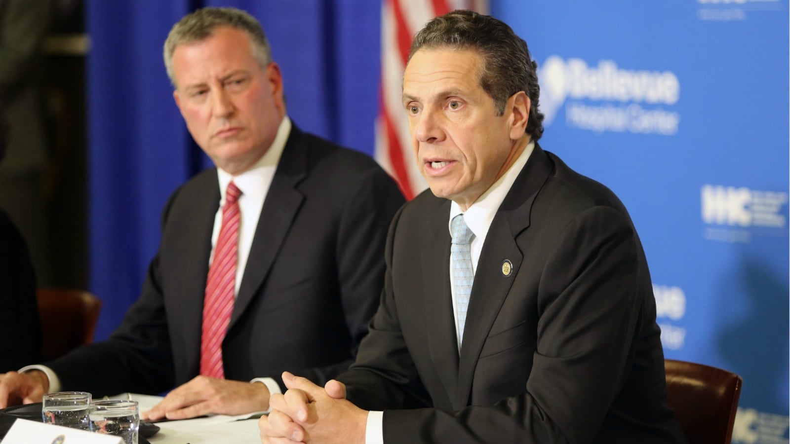 Mayor Bill de Blasio and Gov. Andrew Cuomo at a press conference in 2014.
