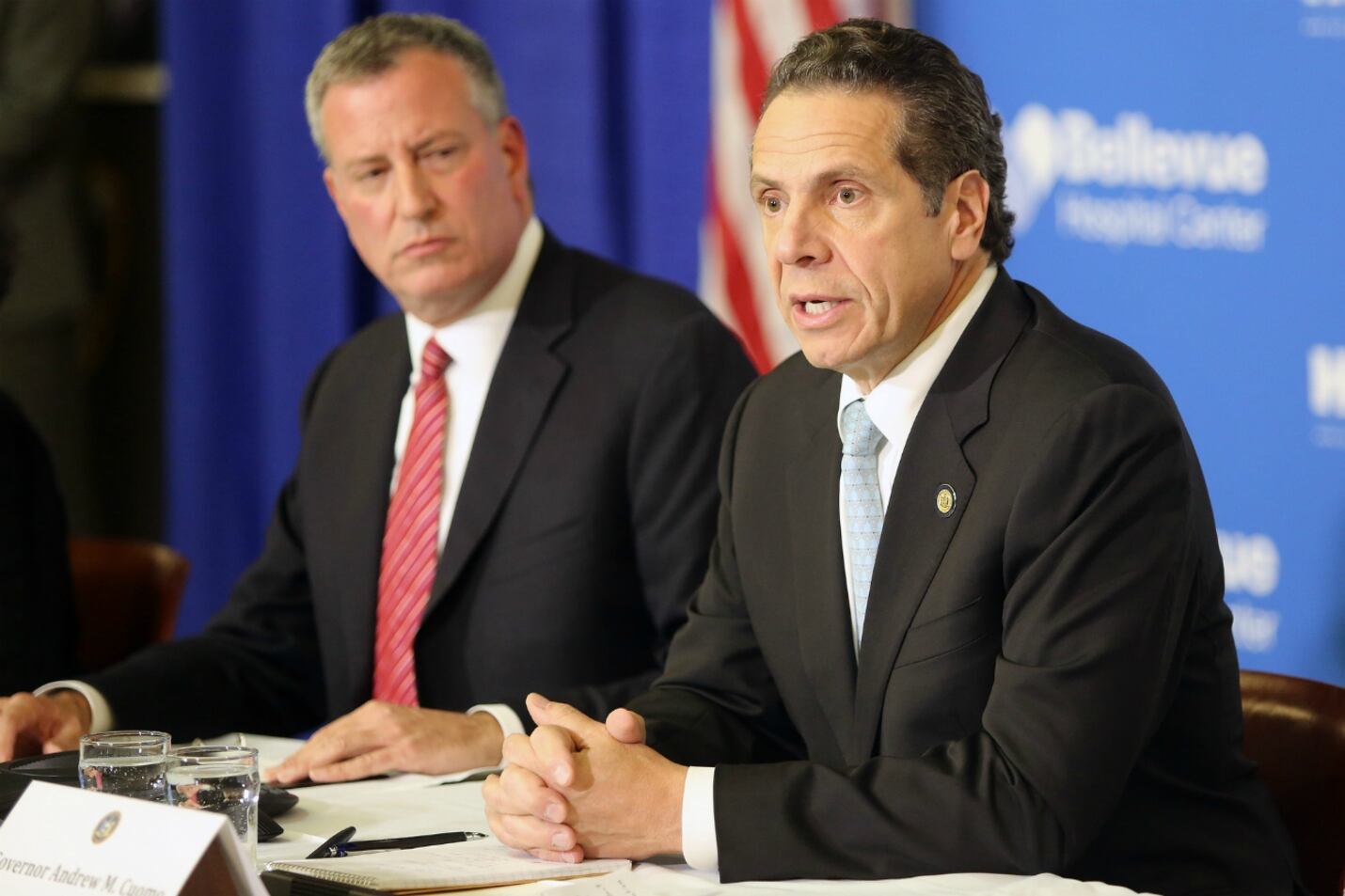 Mayor Bill de Blasio and Gov. Andrew Cuomo at a press conference in 2014.