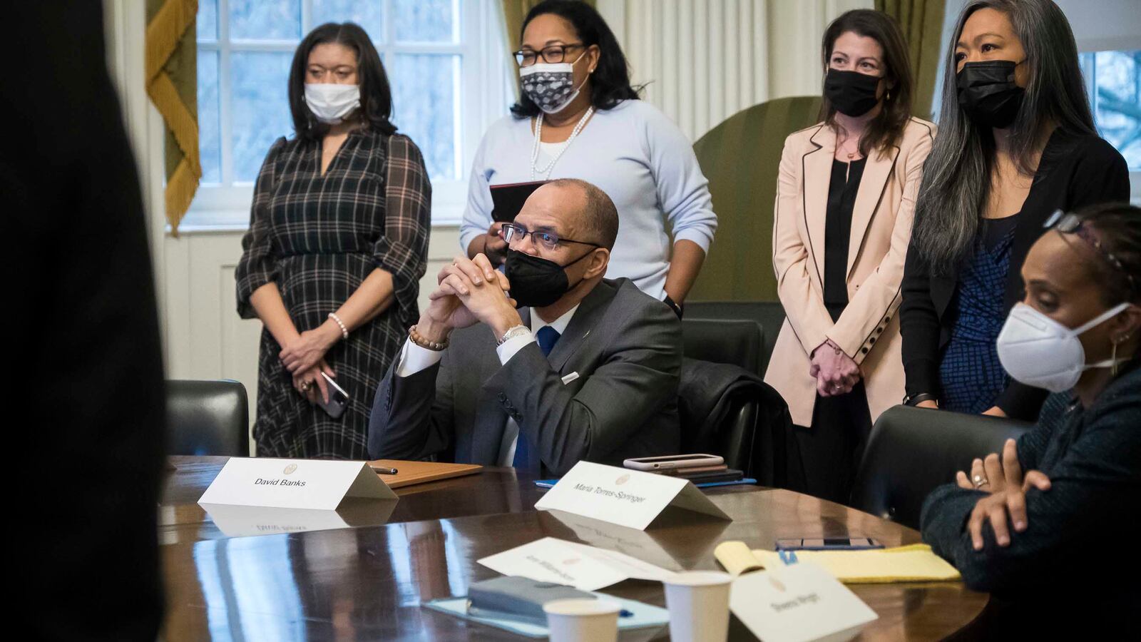 A cabinet meeting at City Hall.