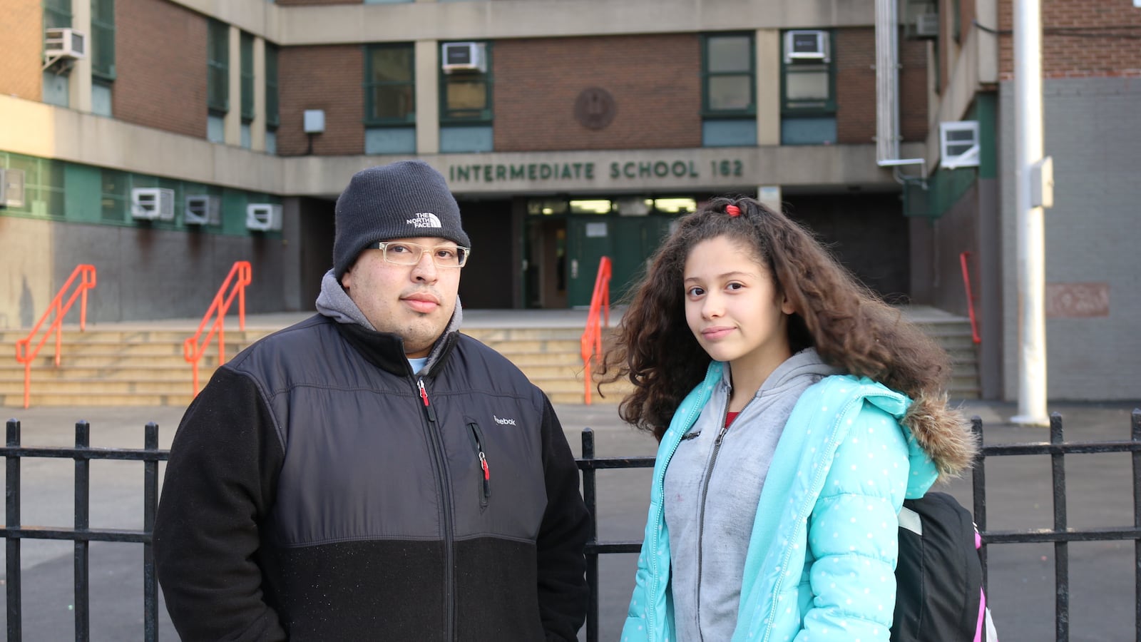 Nelson Santiago with his daughter, Savannah Torres, a sixth-grader at J.H.S. 162