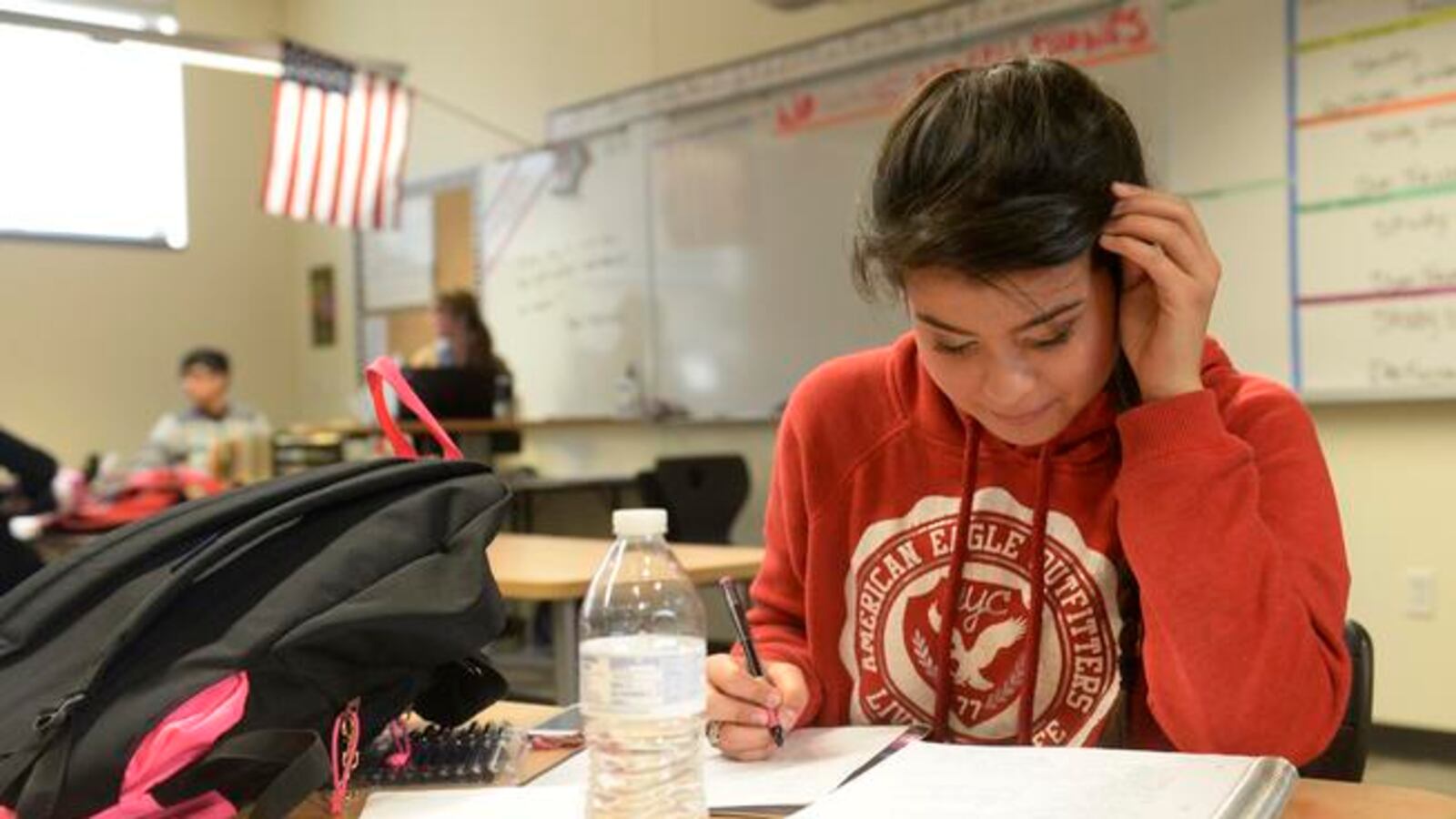 A student at Mapleton High School in 2015.