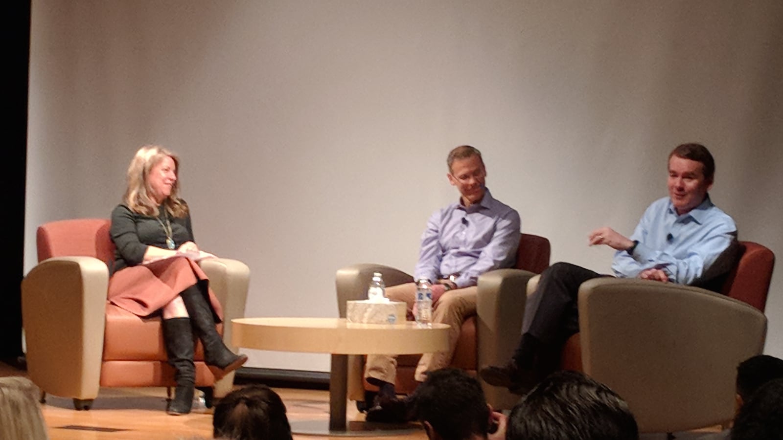 The Gates Family Foundation's Mary Seawell, Tom Boasberg and Michael Bennet (photo by Eric Gorski/Chalkbeat).