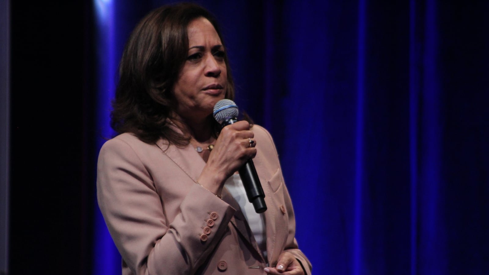 U.S. Sen. Kamala Harris speaks at a forum for Democratic presidential candidates Friday as part of the National Urban League's annual conference.