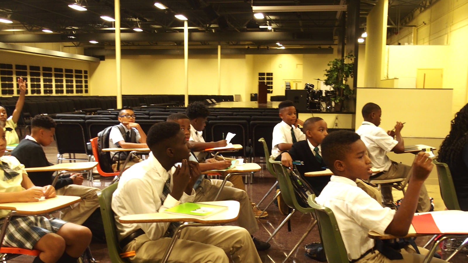 Memphis Business Academy is using makeshift classrooms in the auditorium to keep up with student enrollment, which is at about 1,000 students at the charter school's Frayser campus.