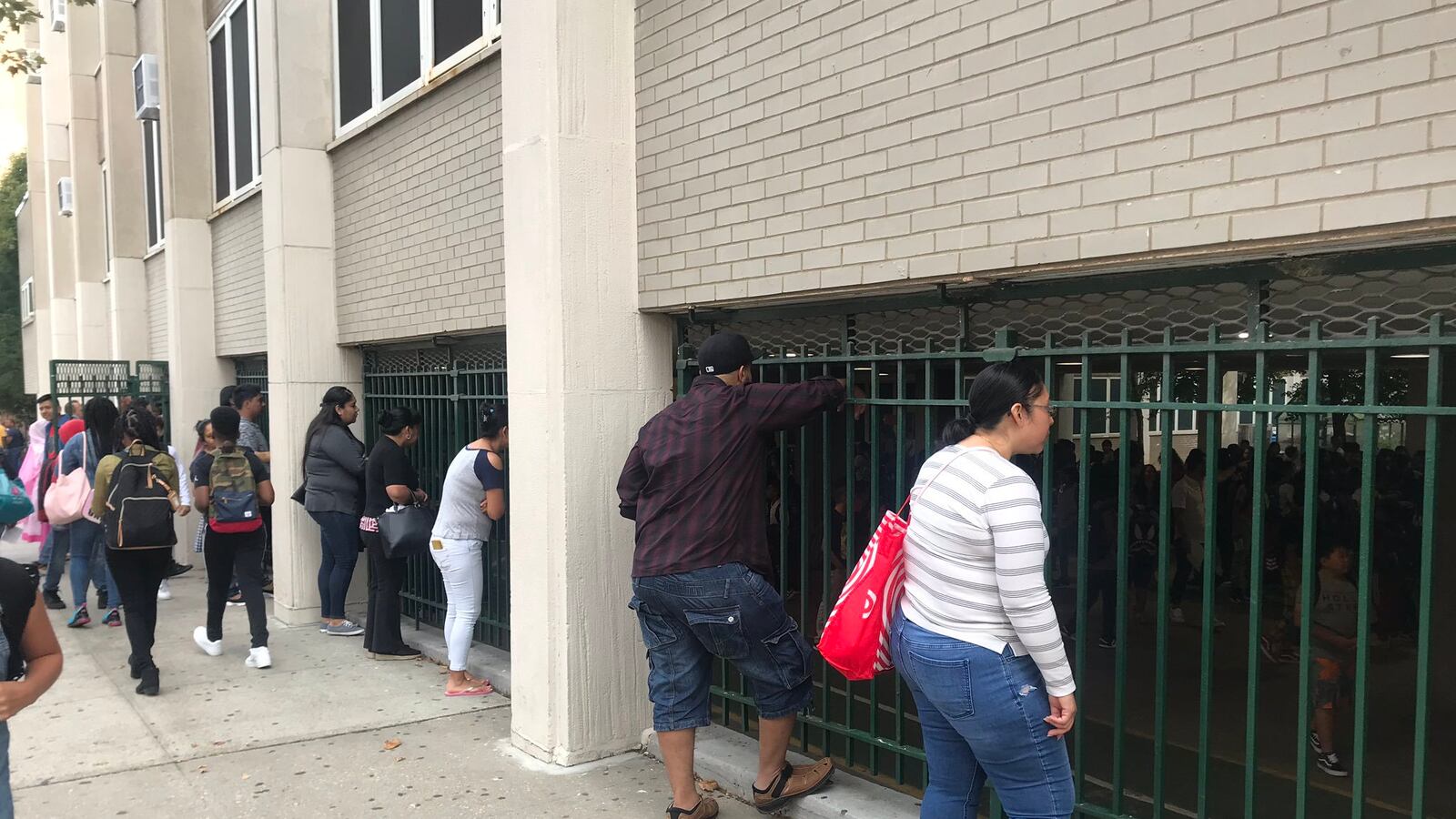 Parents at M.S. 88 in Park Slope anxiously watched their children stream into school.