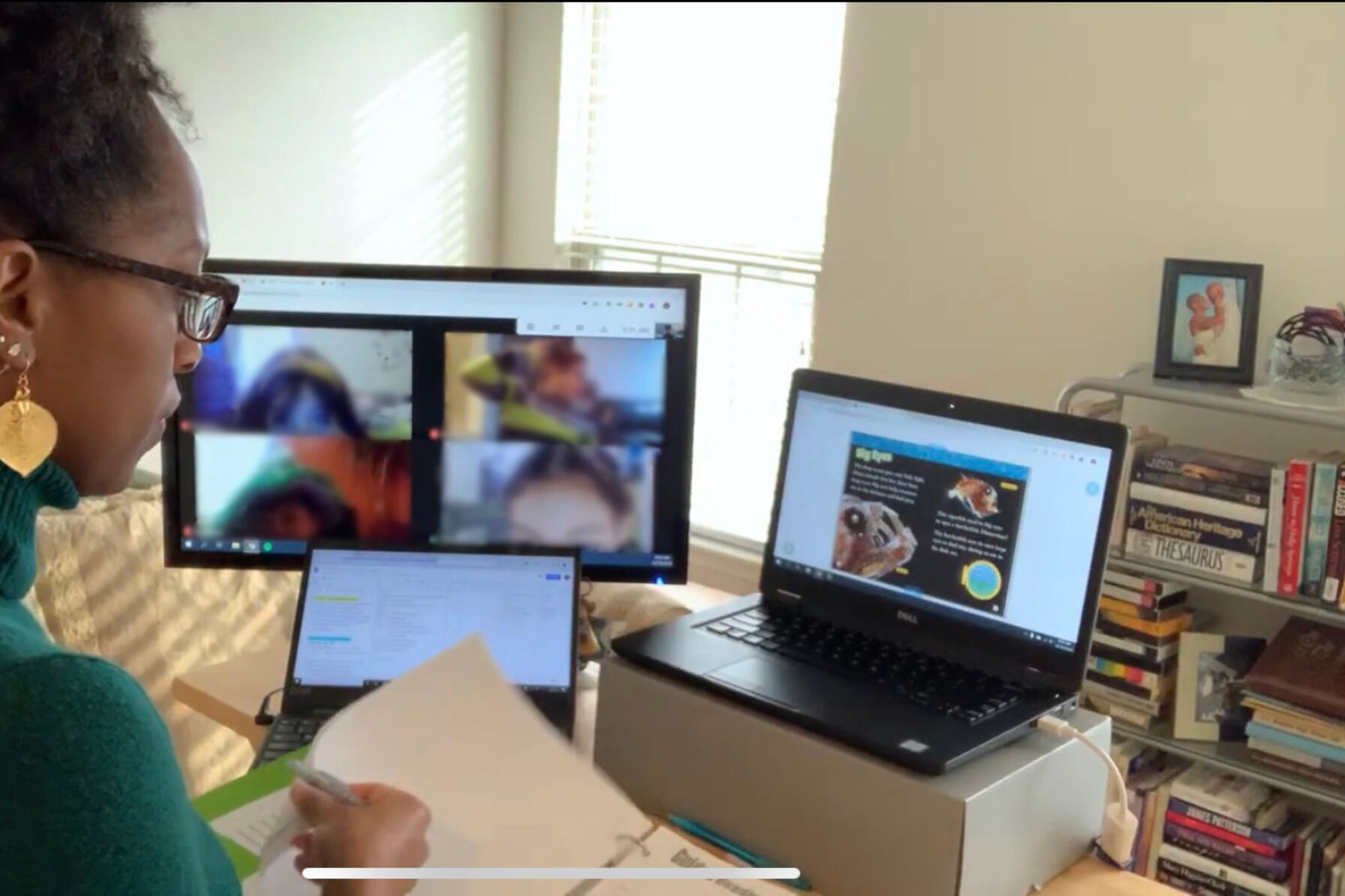 Ashley McCall teaches her students remotely.