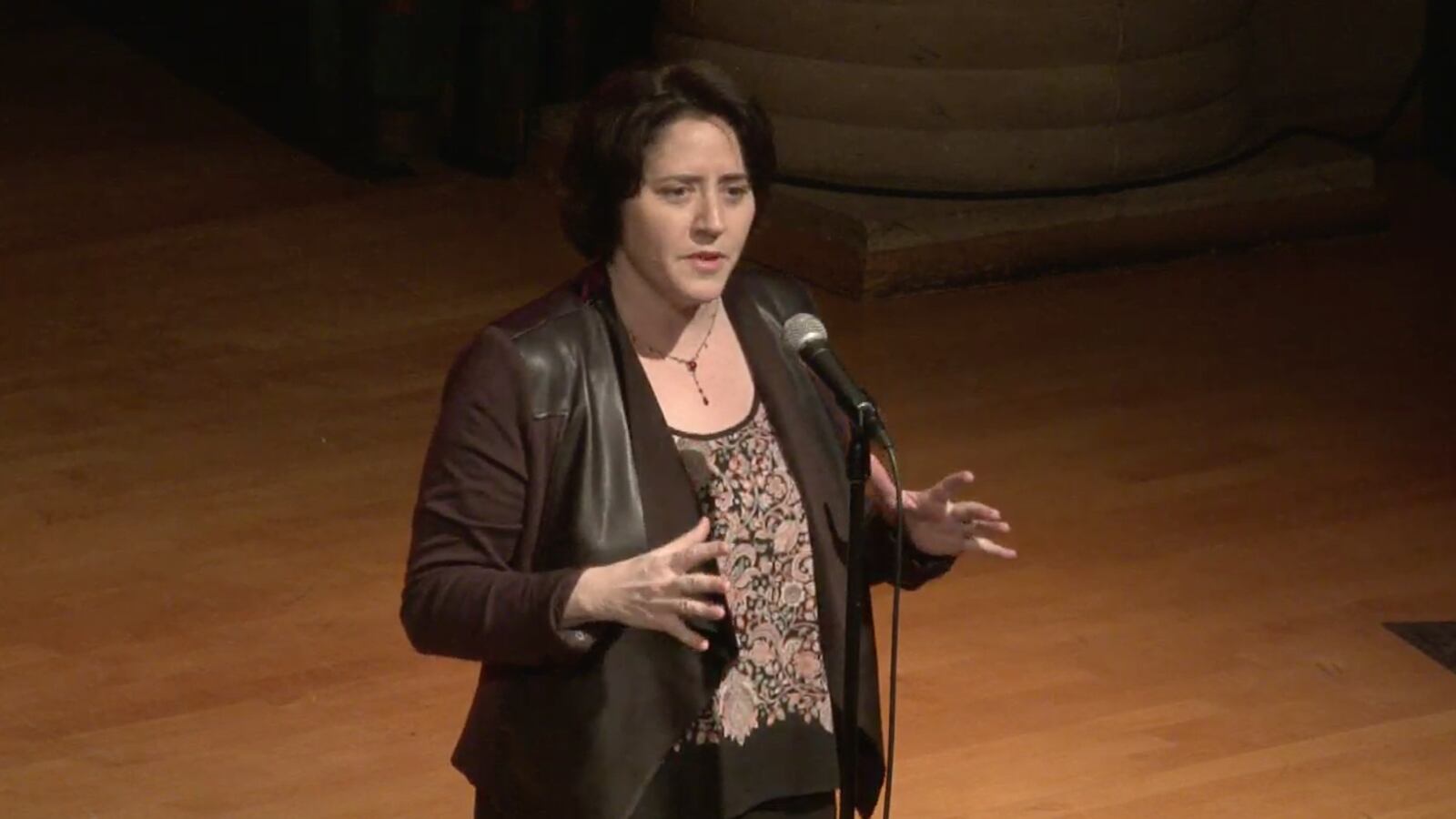 Erin Einhorn takes the stage at the Charles H. Wright Museum.