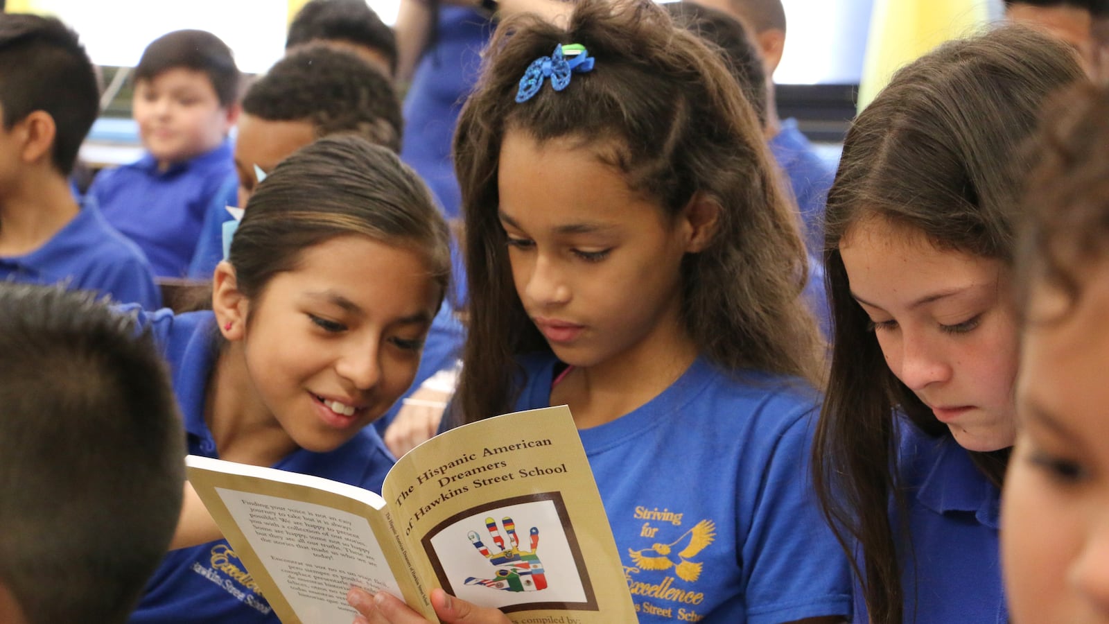 Hawkins Street students read their work at the book launch.